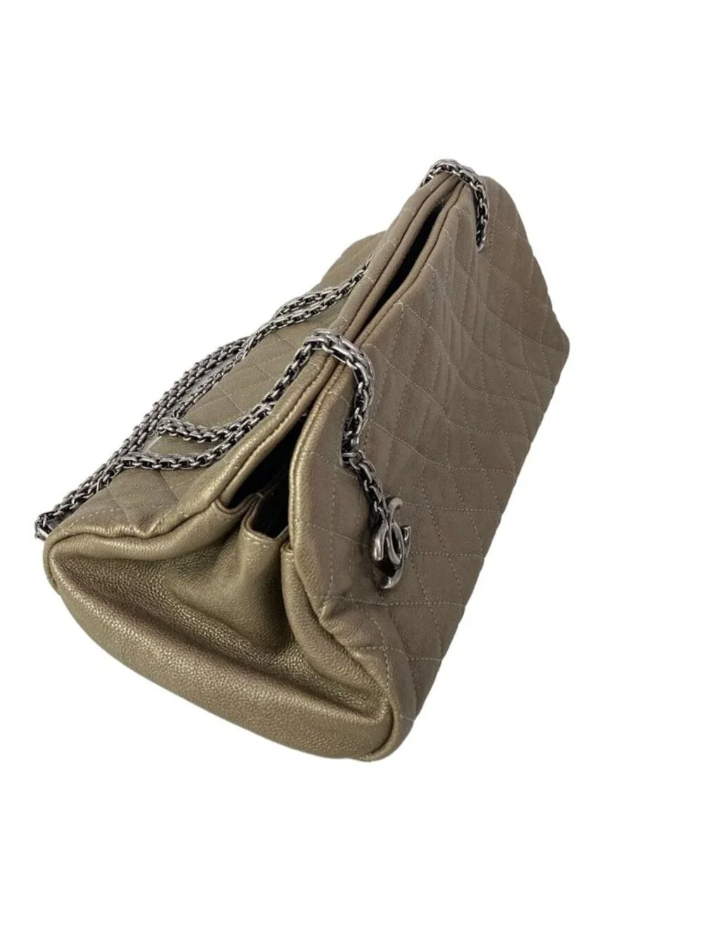Chanel Shoulder Bag Mademoiselle Khaki Gold